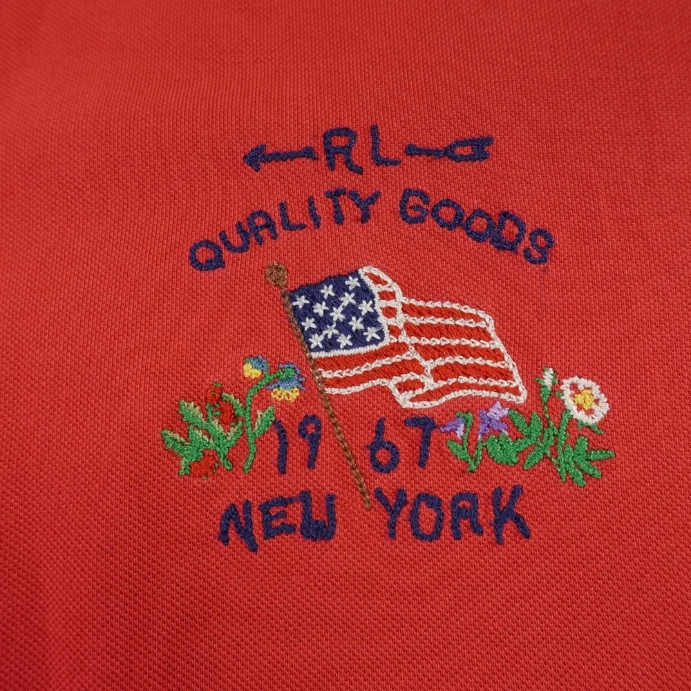 Ralph‎ Lauren Polo Shirt Mens 4XLT Red USA Flag Pony Logo Short Sleeve Golf NYC